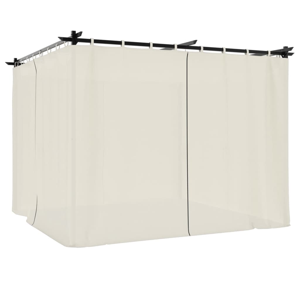 Cenador con cortinas acero color crema 3x3 m