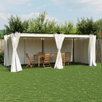 Cenador con cortinas acero color crema 3x3 m