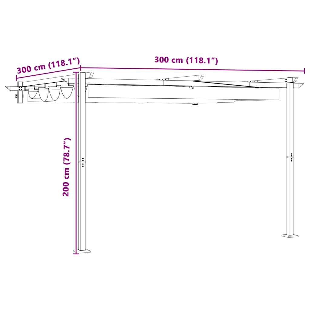 Cenador 300 x 300 x 200 cm Crema Poliéster