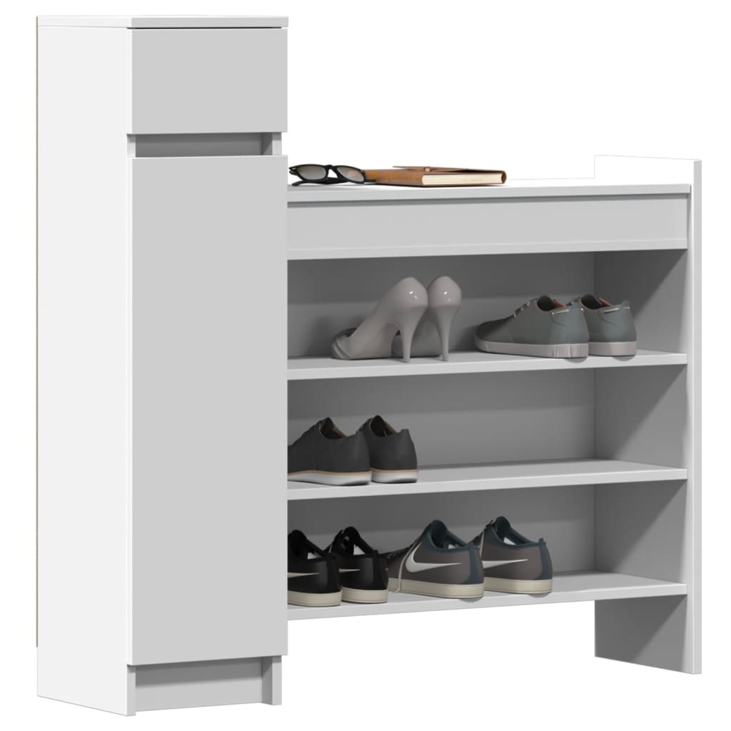 Zapatero madera de ingeniería blanco 100,5x28x100 cm