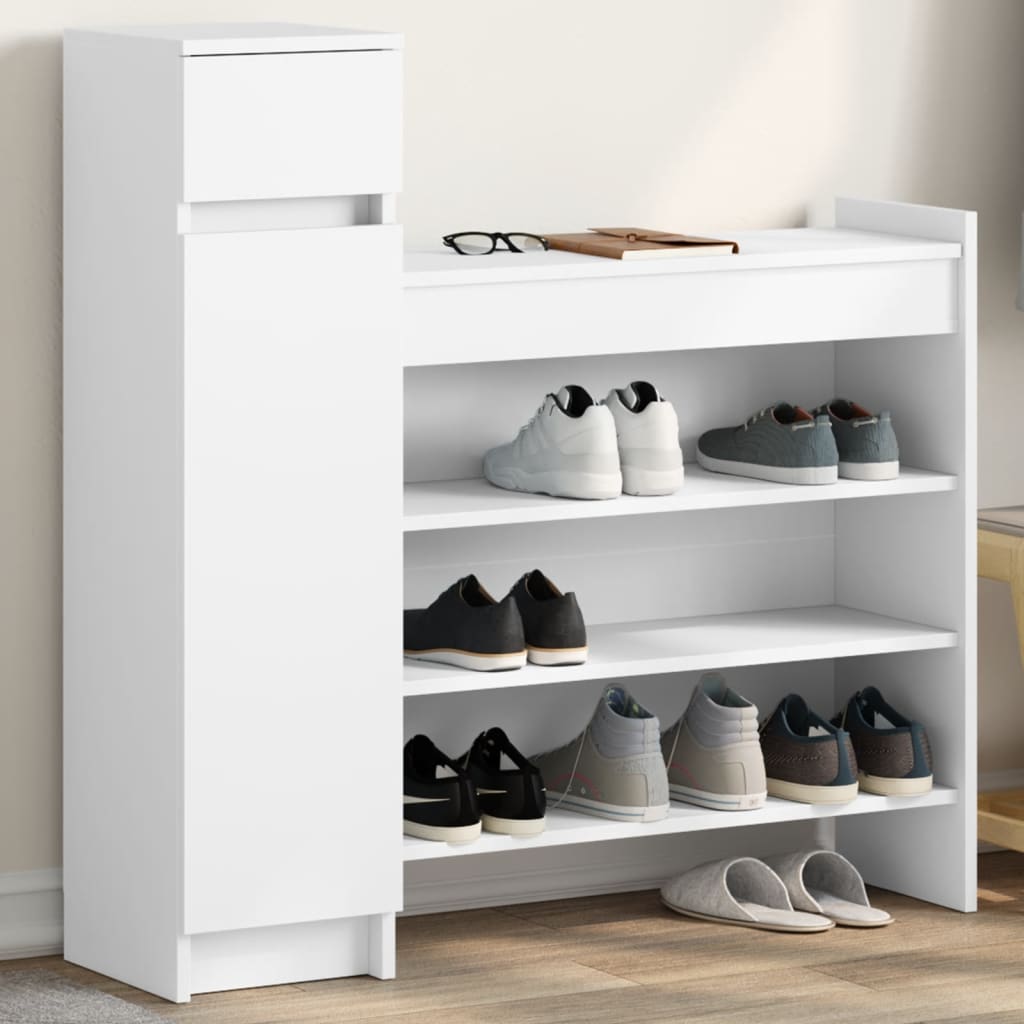 Zapatero madera de ingeniería blanco 100,5x28x100 cm