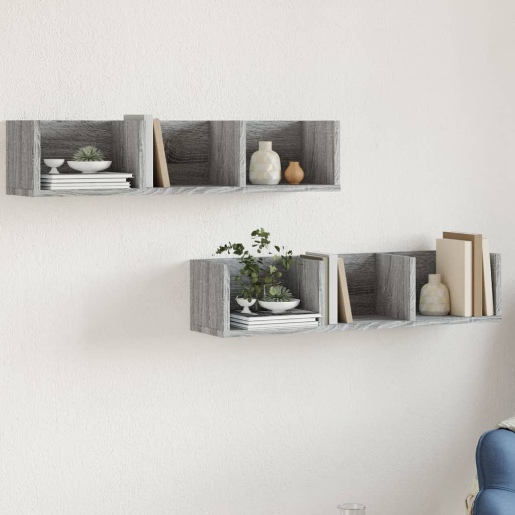 Muebles de pared 2 uds madera de ingeniería gris hormigón