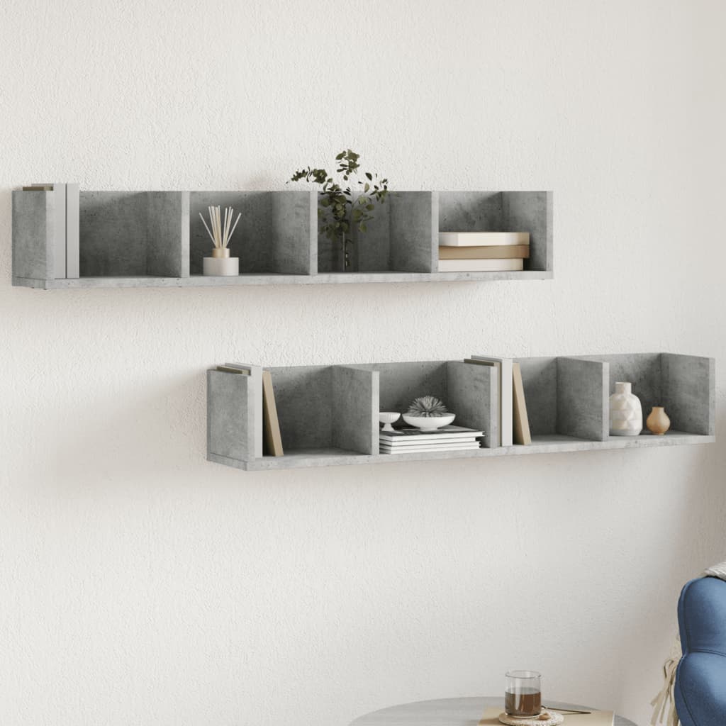 Muebles de pared 2 uds madera de ingeniería gris hormigón
