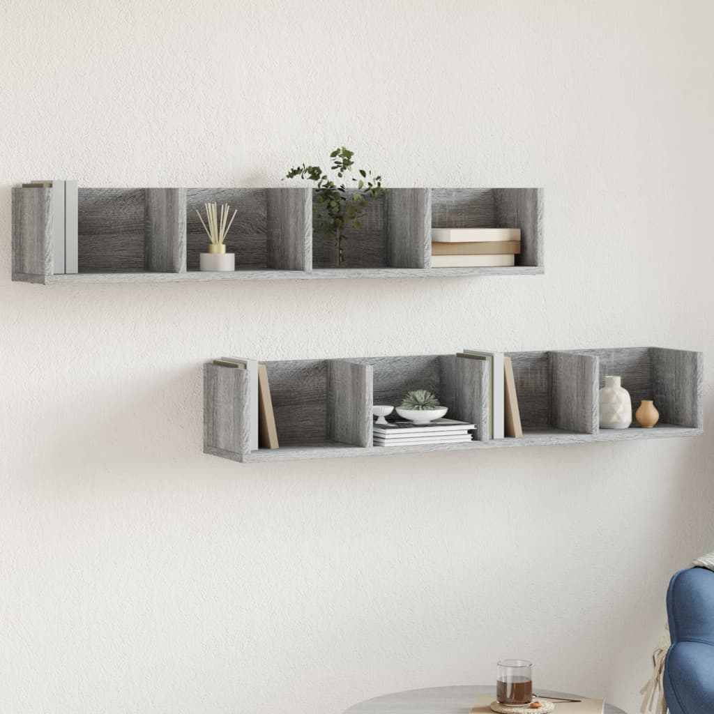 Muebles de pared 2 uds madera de ingeniería gris hormigón