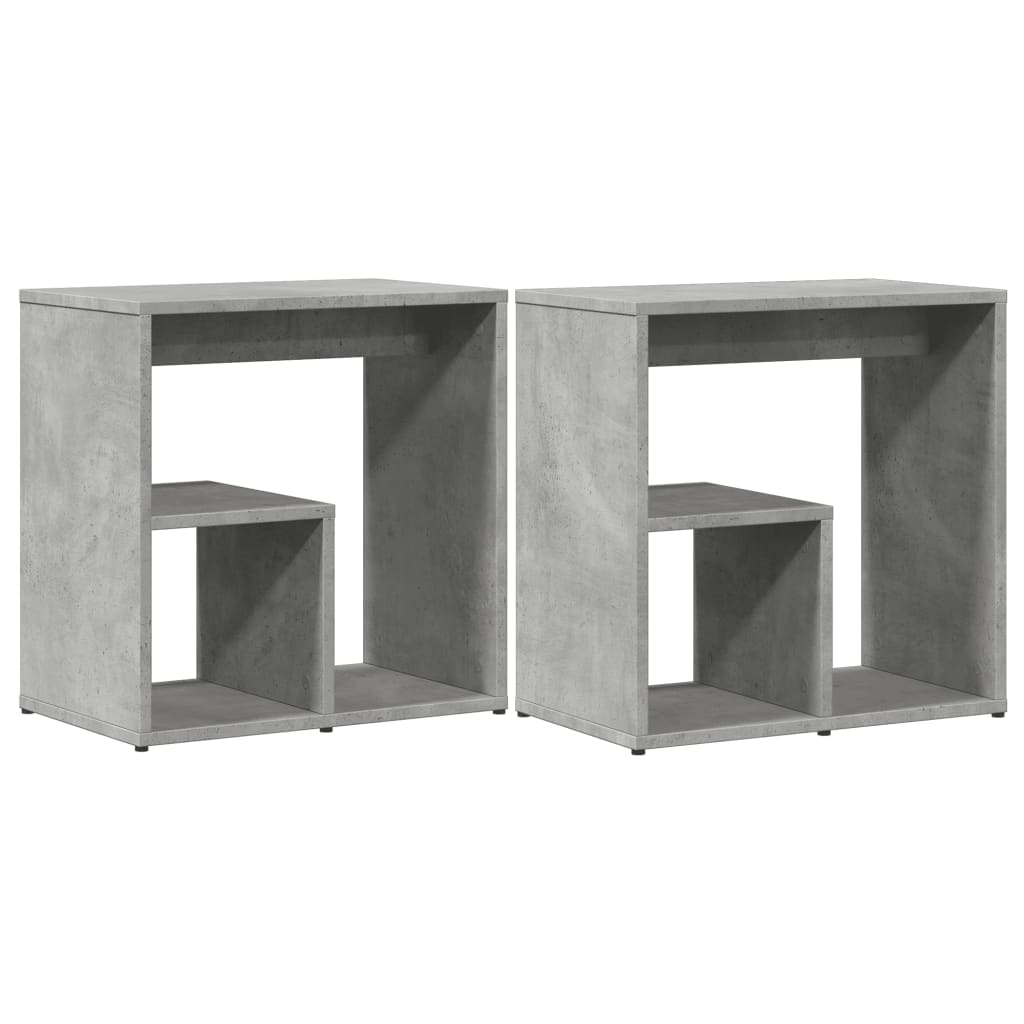 Mesa auxiliar 2 uds madera ingeniería gris hormigón 50x30x50 cm