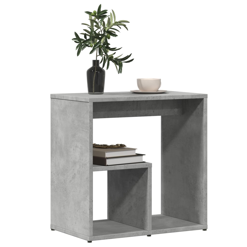 Mesa auxiliar 2 uds madera ingeniería gris hormigón 50x30x50 cm