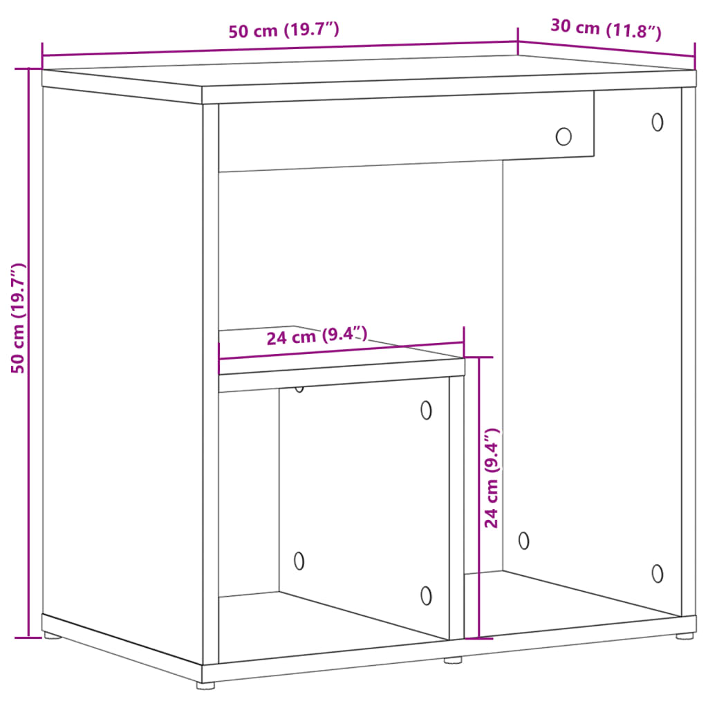 Mesa auxiliar 2 uds madera ingeniería gris hormigón 50x30x50 cm