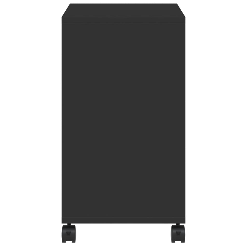 Mesa auxiliar con ruedas madera de ingeniería negra 50x30x55 cm