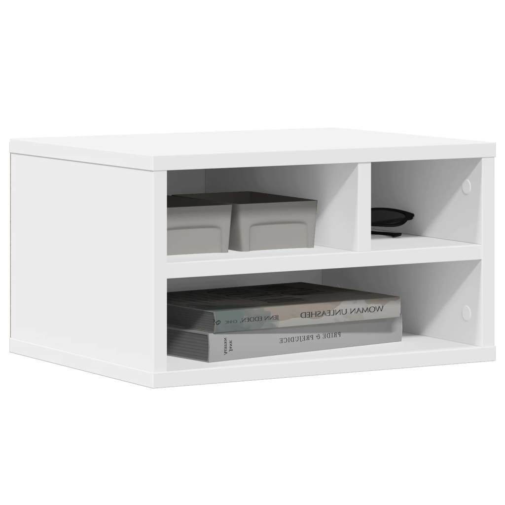Soporte de impresora madera ingeniería blanco 40x32x22,5 cm