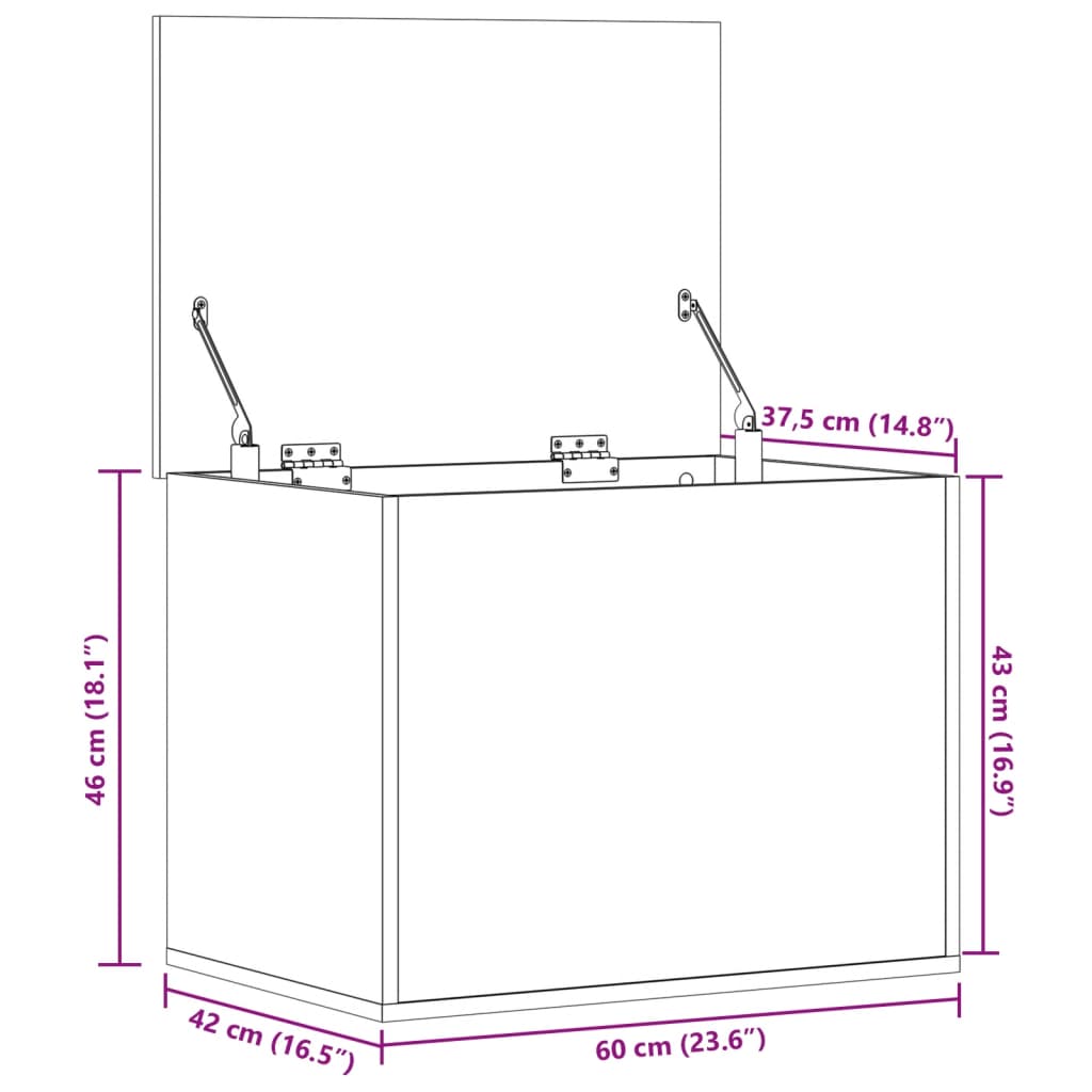 Caja de almacenaje madera ingeniería roble Sonoma 60x42x46 cm