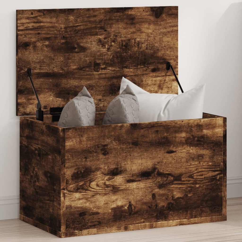 Caja de almacenaje Corona madera maciza de pino 78x78x45 cm