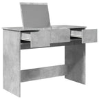 Tocador con espejo color gris hormigón 100x45x76 cm