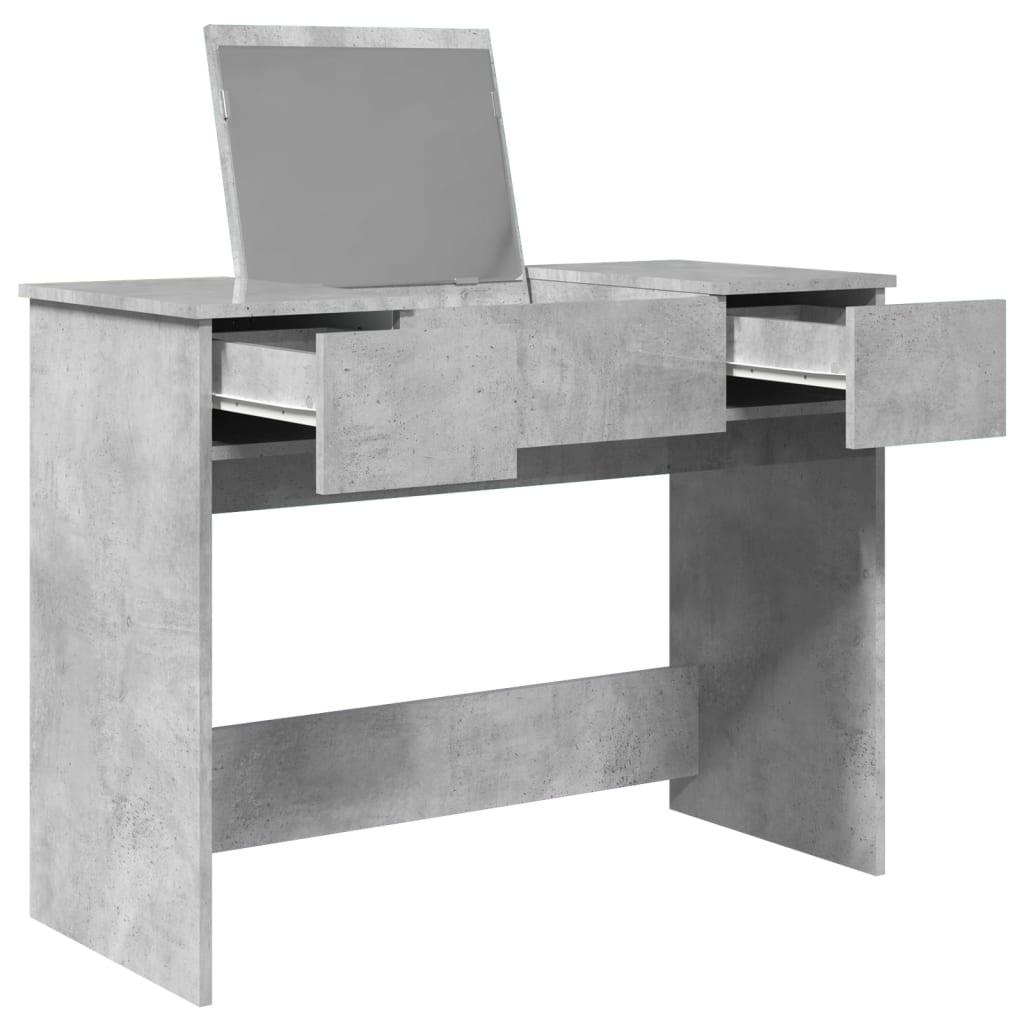 Tocador con espejo color gris hormigón 100x45x76 cm