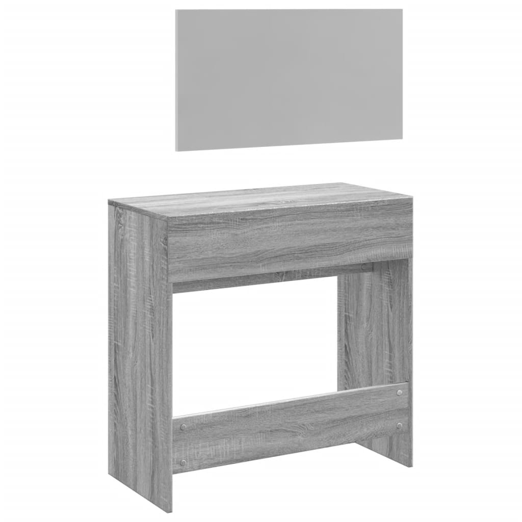 Tocador con espejo color gris Sonoma 80x39x80 cm