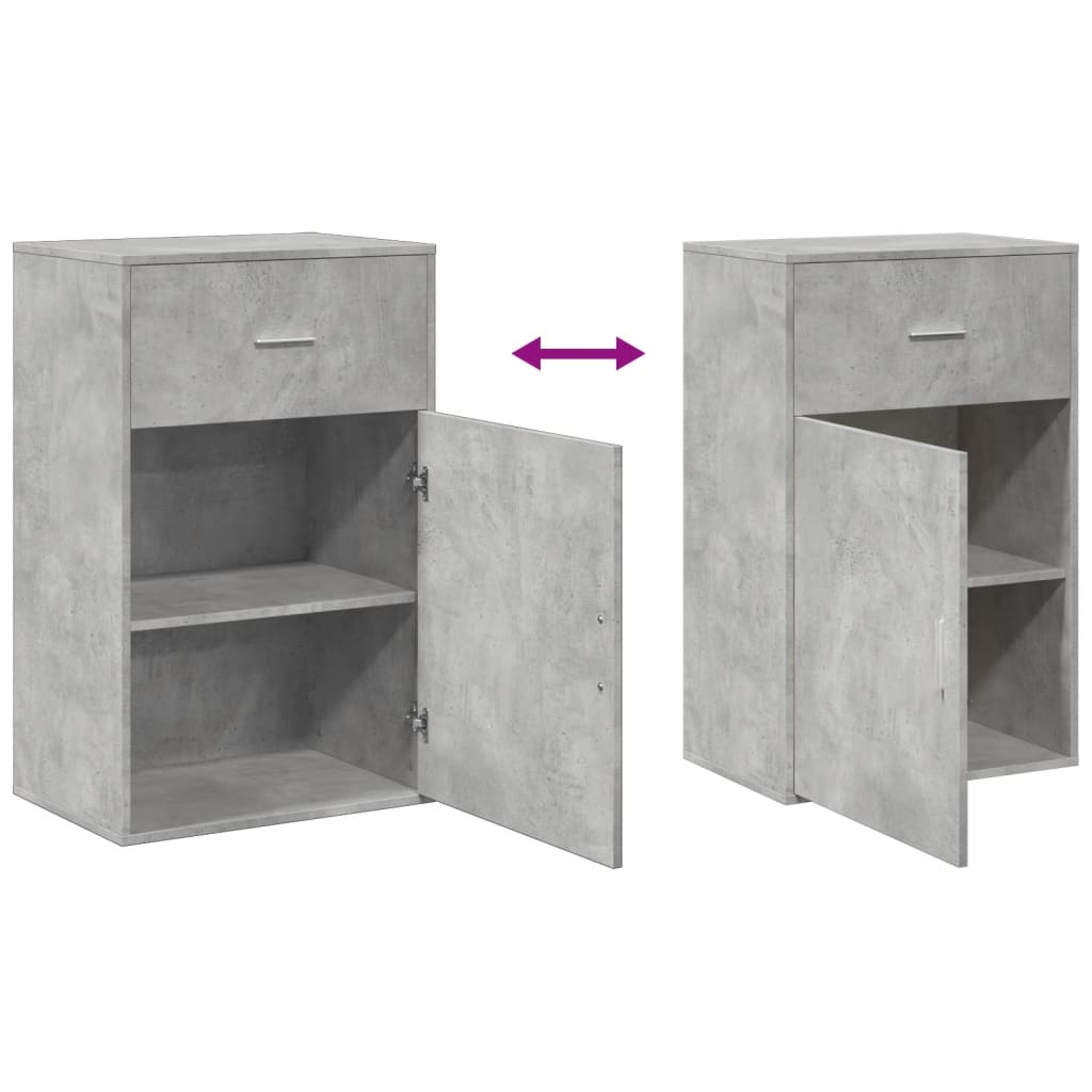 Armario almacenaje madera ingeniería gris hormigón 56,5x39x90cm