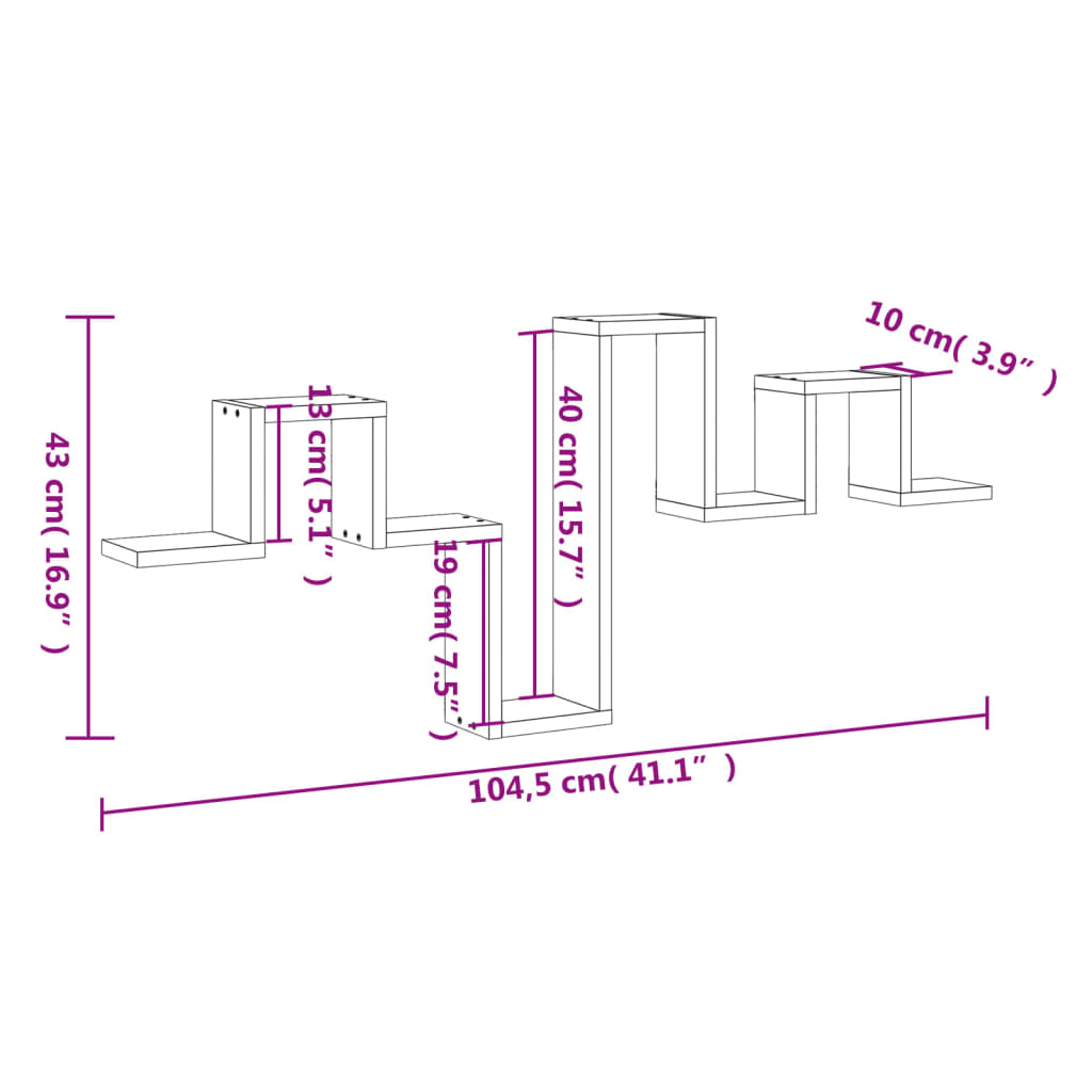 Estantería de pared madera de ingeniería blanco 104,5x10x43 cm