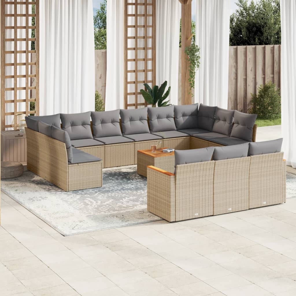 Set sofás jardín 10 pzas con cojines ratán sintético gris claro