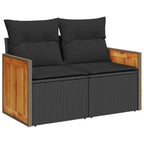 Set de sofás de jardín y cojines 12 pzas ratán sintético negro