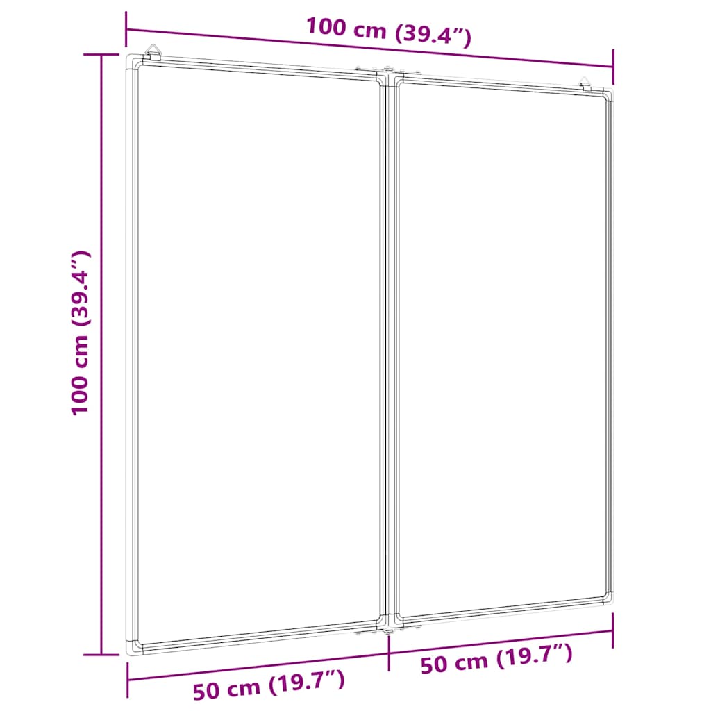 Pizarra magnética plegable aluminio 100x100x1,7 cm