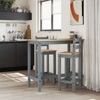 Taburetes altos 2 uds madera maciza de pino gris
