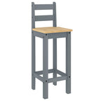 Taburetes altos 2 uds madera maciza de pino gris