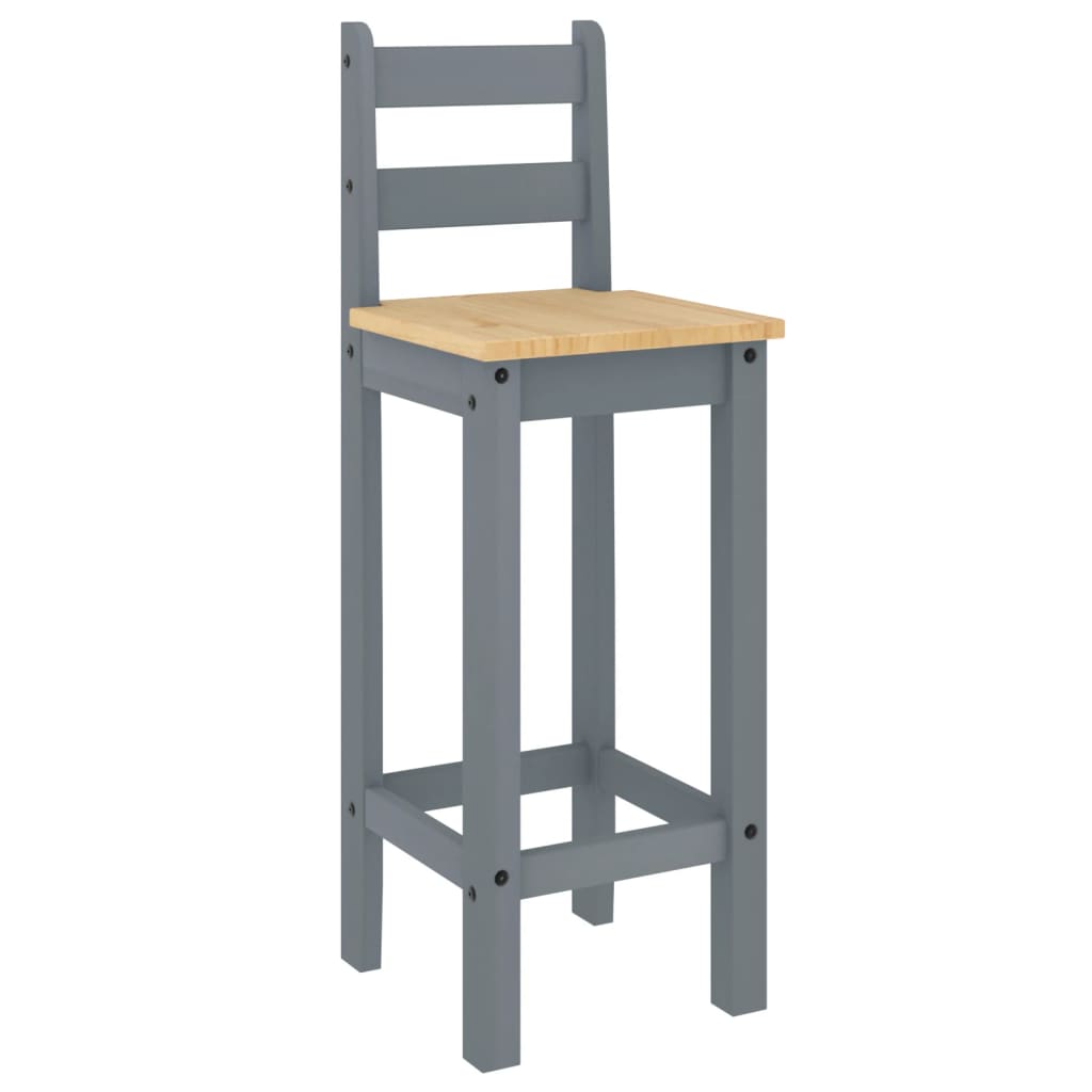 Taburetes altos 2 uds madera maciza de pino gris