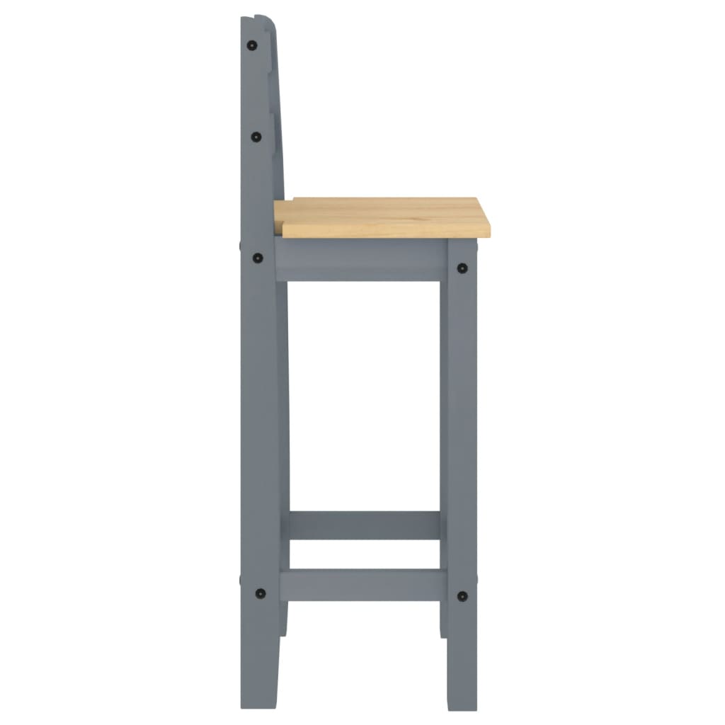 Taburetes altos 2 uds madera maciza de pino gris