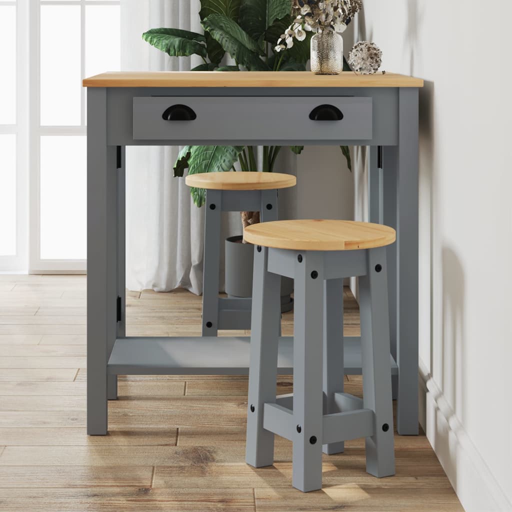 Taburetes altos de cocina 2 uds madera maciza de pino