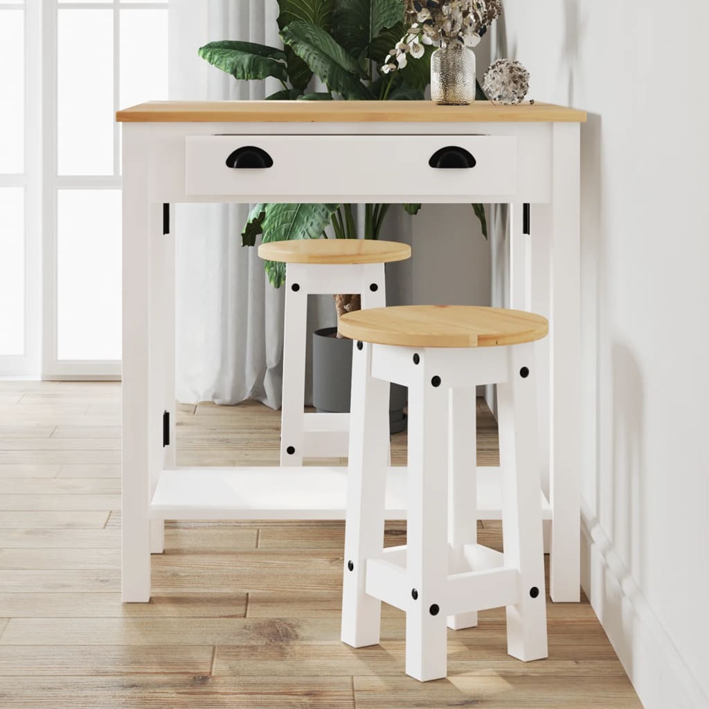 Taburetes altos de cocina 2 uds madera maciza de pino