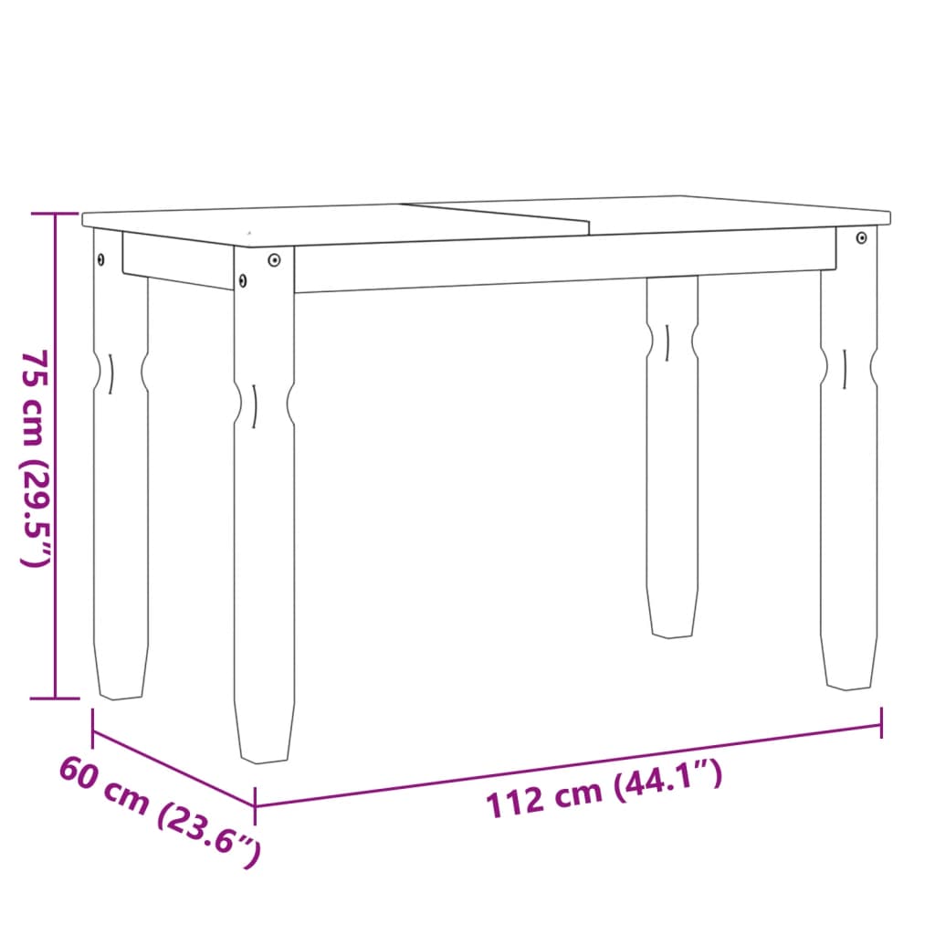 Mesa de comedor Corona madera maciza de pino 112x60x75 cm