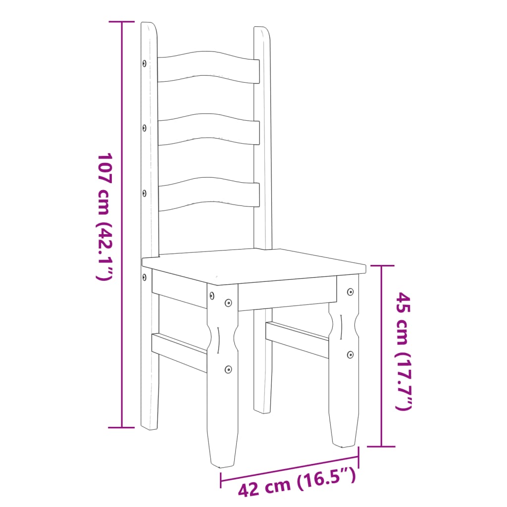 Sillas de comedor Corona 2 uds madera pino blanco 42x47x107 cm