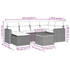 Set de comedor de jardín 7 pzas y cojines ratán sintético negro