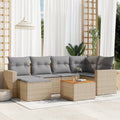 Set sofás de jardín 7 piezas y cojines ratán sintético beige