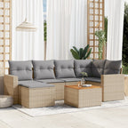 Set sofás de jardín 7 piezas y cojines ratán sintético beige
