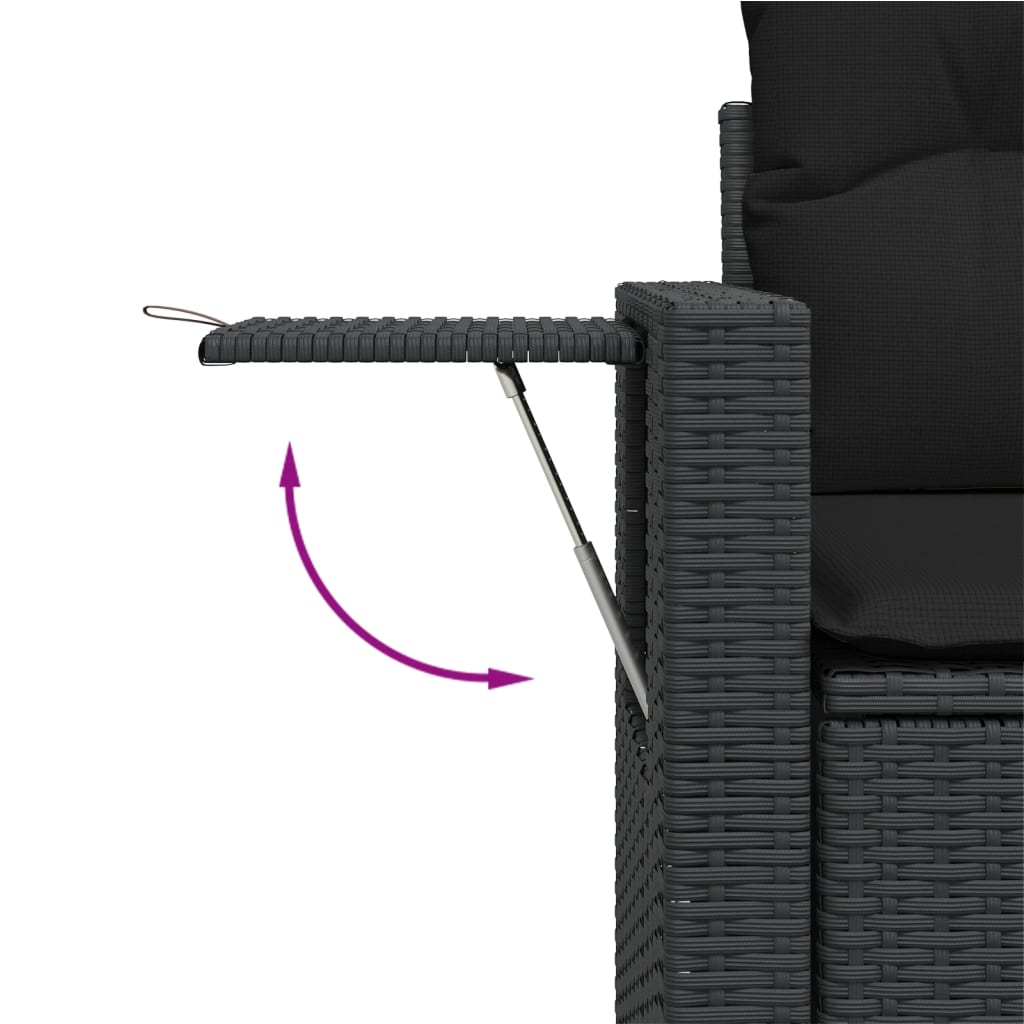 Set de muebles de jardín 5 pzas y cojines ratán sintético negro