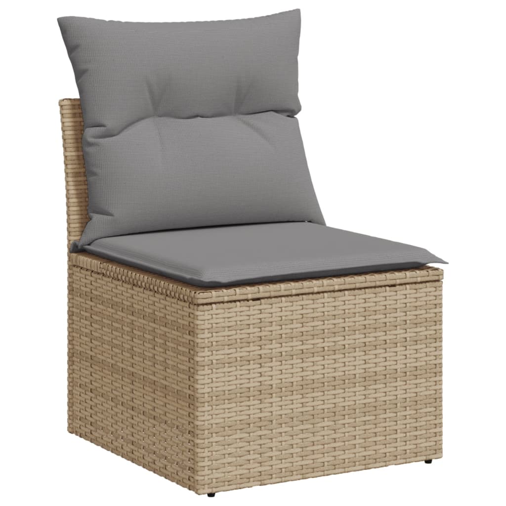 Set sofás de jardín 7 piezas y cojines ratán sintético beige