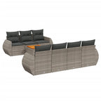 Set de sofás de jardín 8 pzas y cojines ratán sintético gris