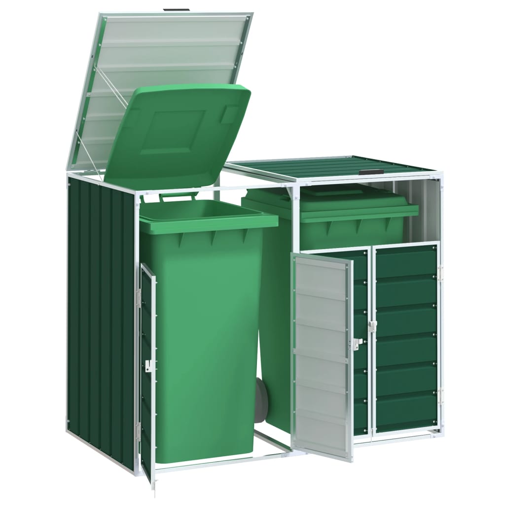 Anthracite steel shed for 3 waste bins 216x81x115 cm