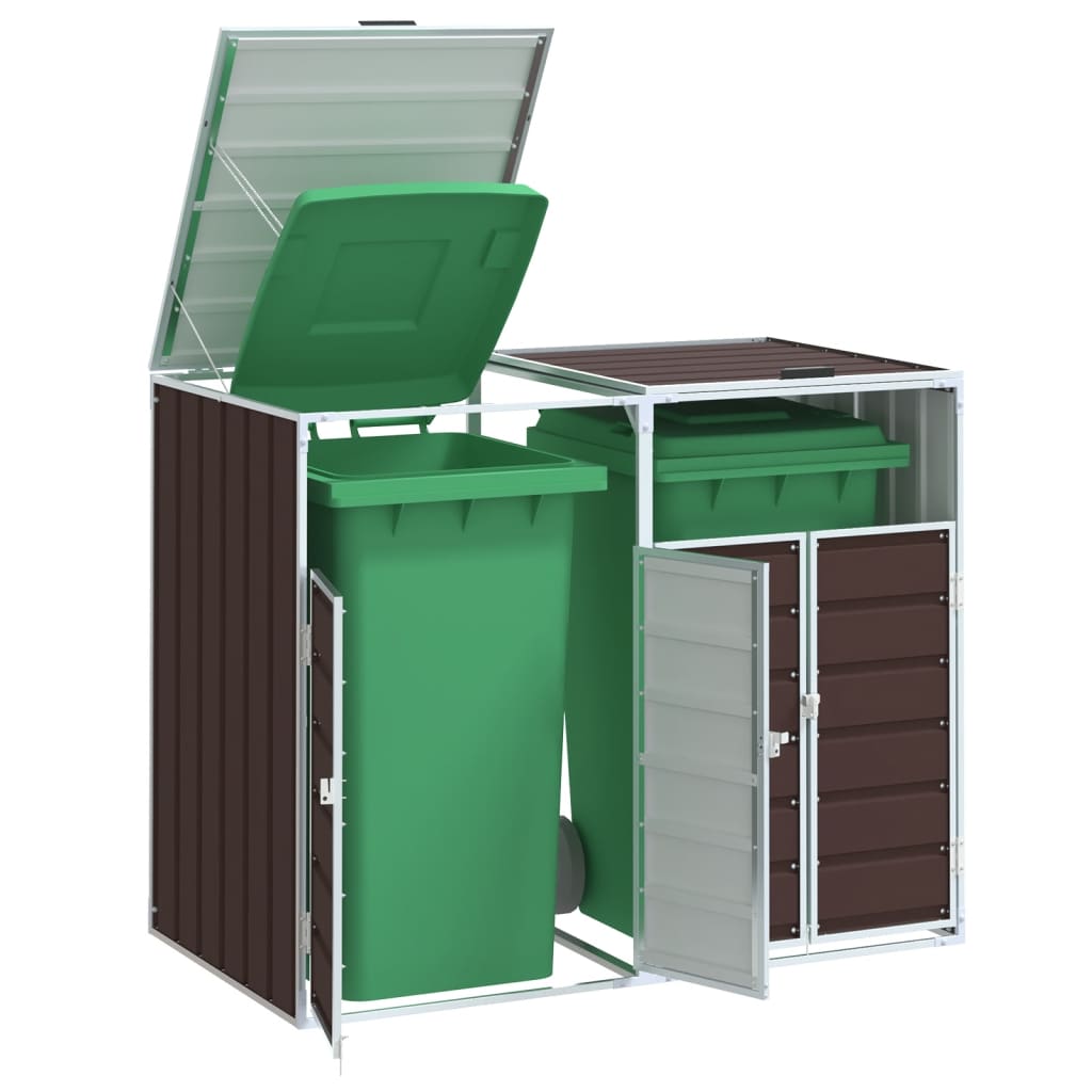 Anthracite steel shed for 3 waste bins 216x81x115 cm