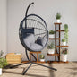 Silla colgante huevo con soporte ratán y acero antracita