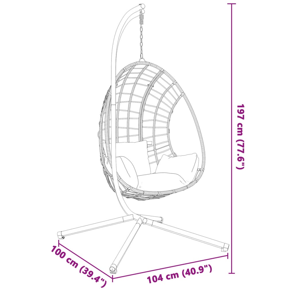 Soporte de silla colgante huevo sin cesta acero negro