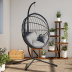 Soporte de silla colgante huevo sin cesta acero negro