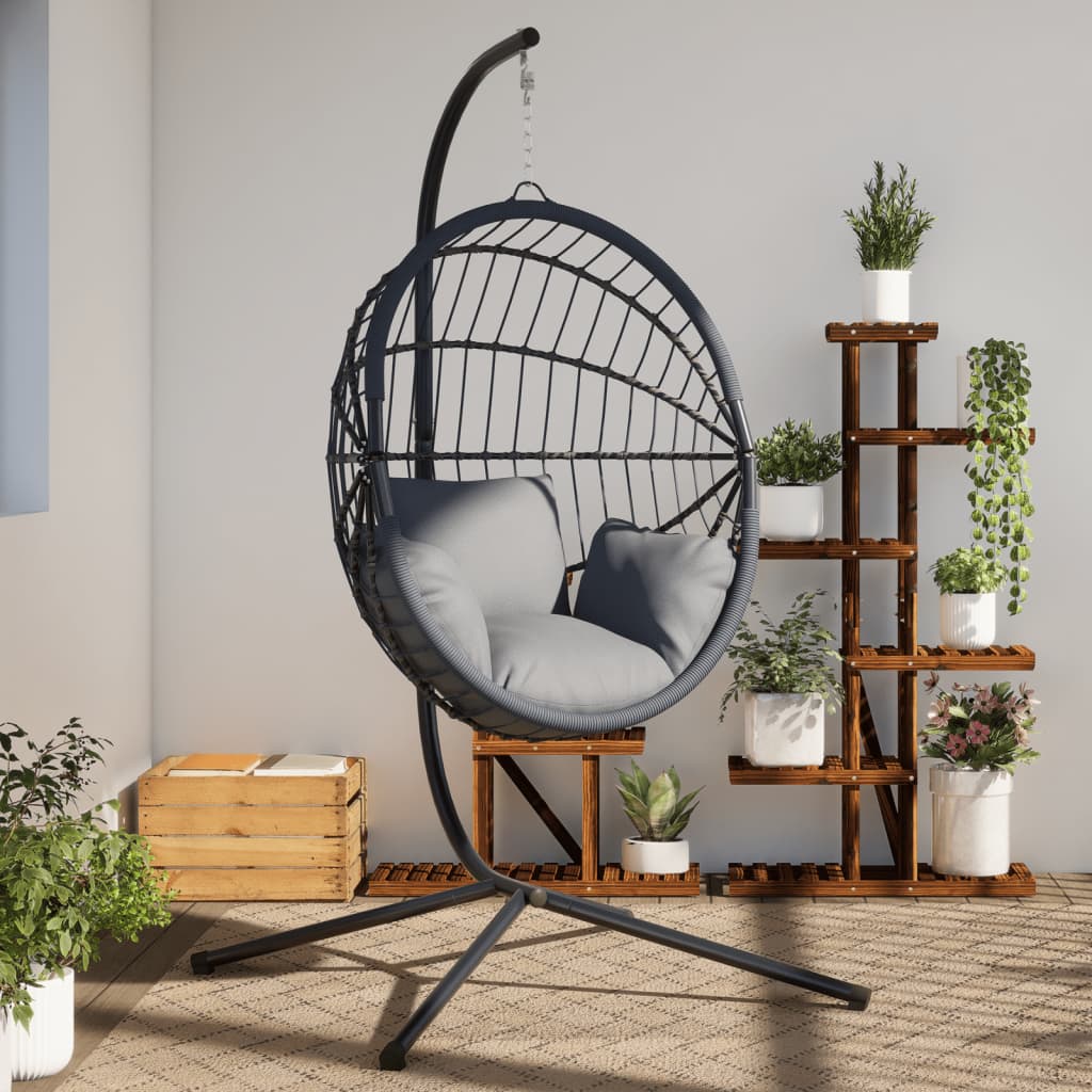 Soporte de silla colgante huevo sin cesta acero negro