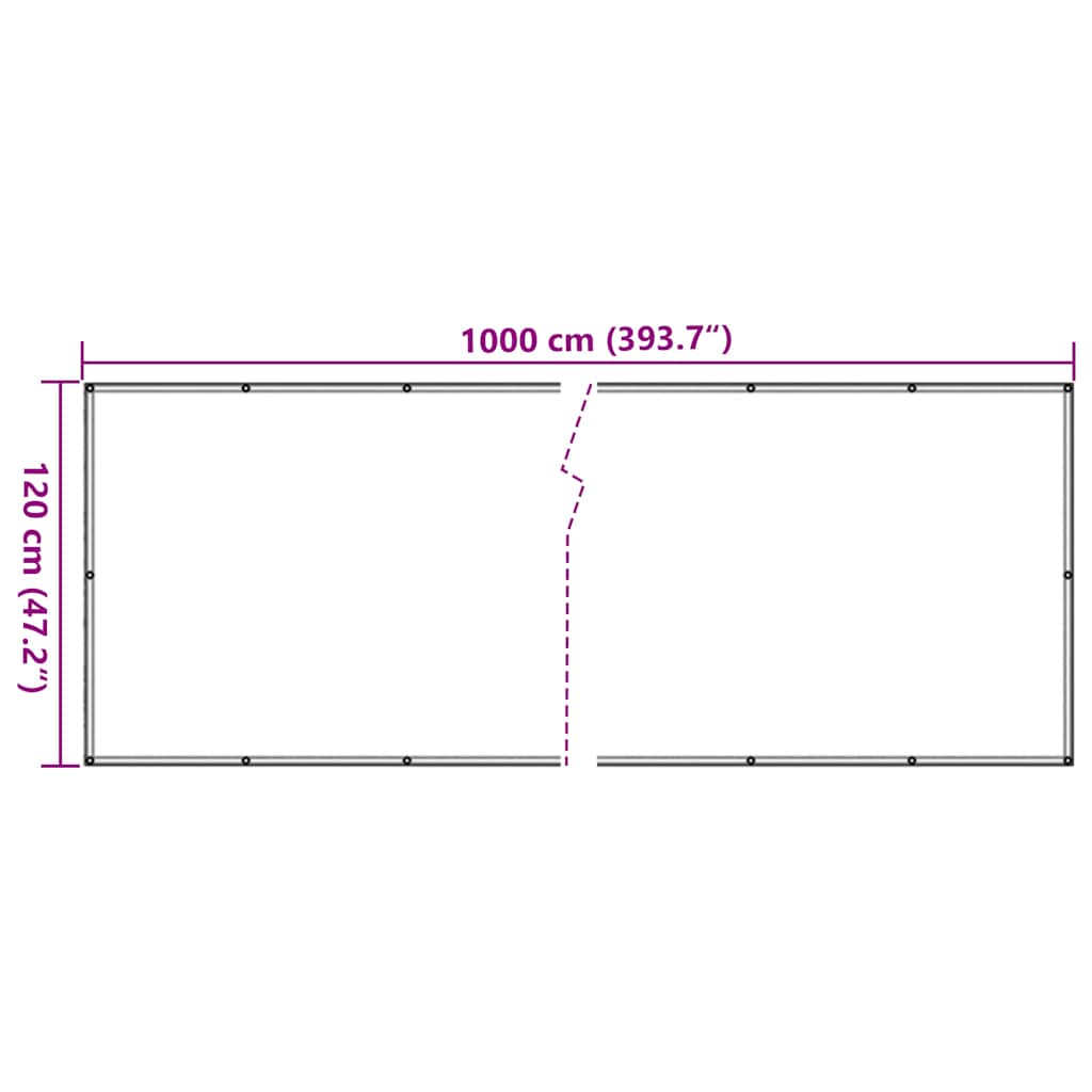 Pantalla de privacidad de balcón PVC blanco 1000x120 cm