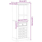 Mueble botellero Corona madera maciza de pino 56x35x134,5 cm