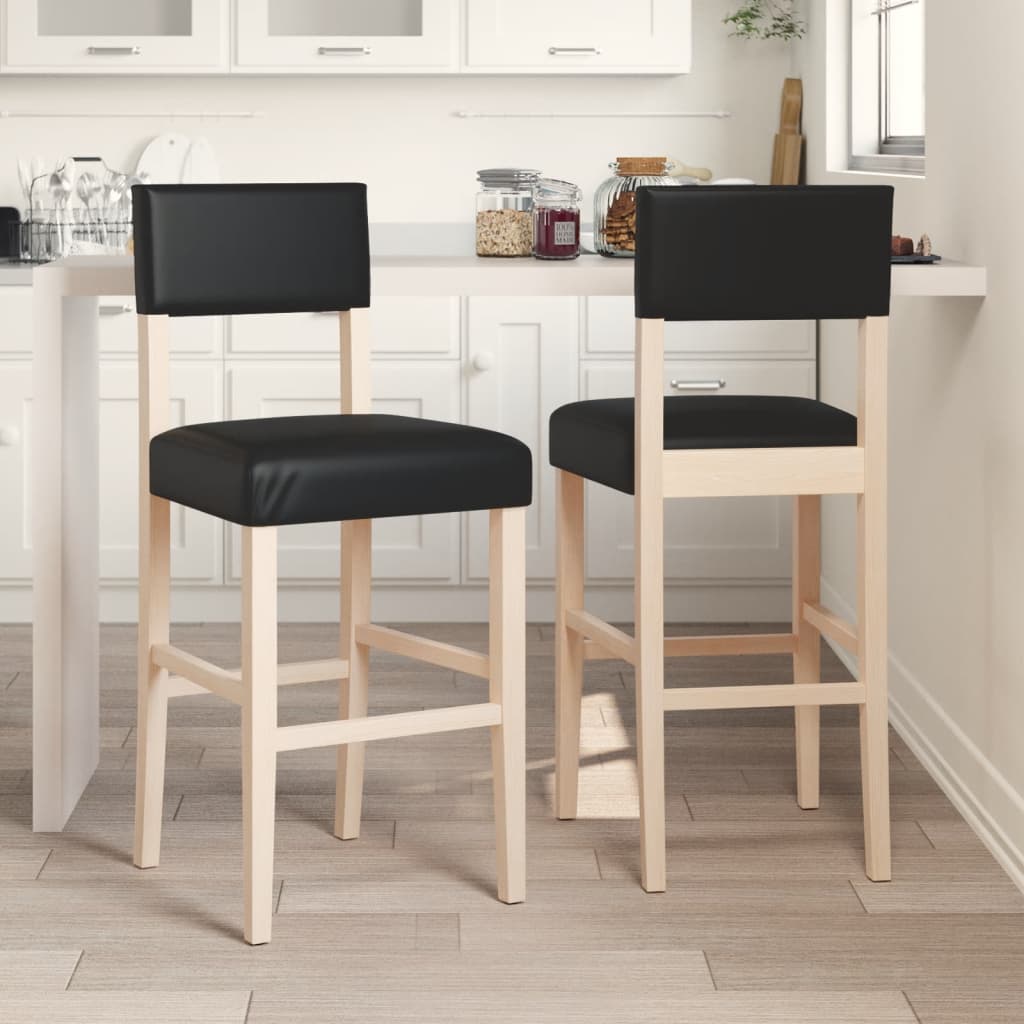 Bar stools 2 pcs solid white rubber wood