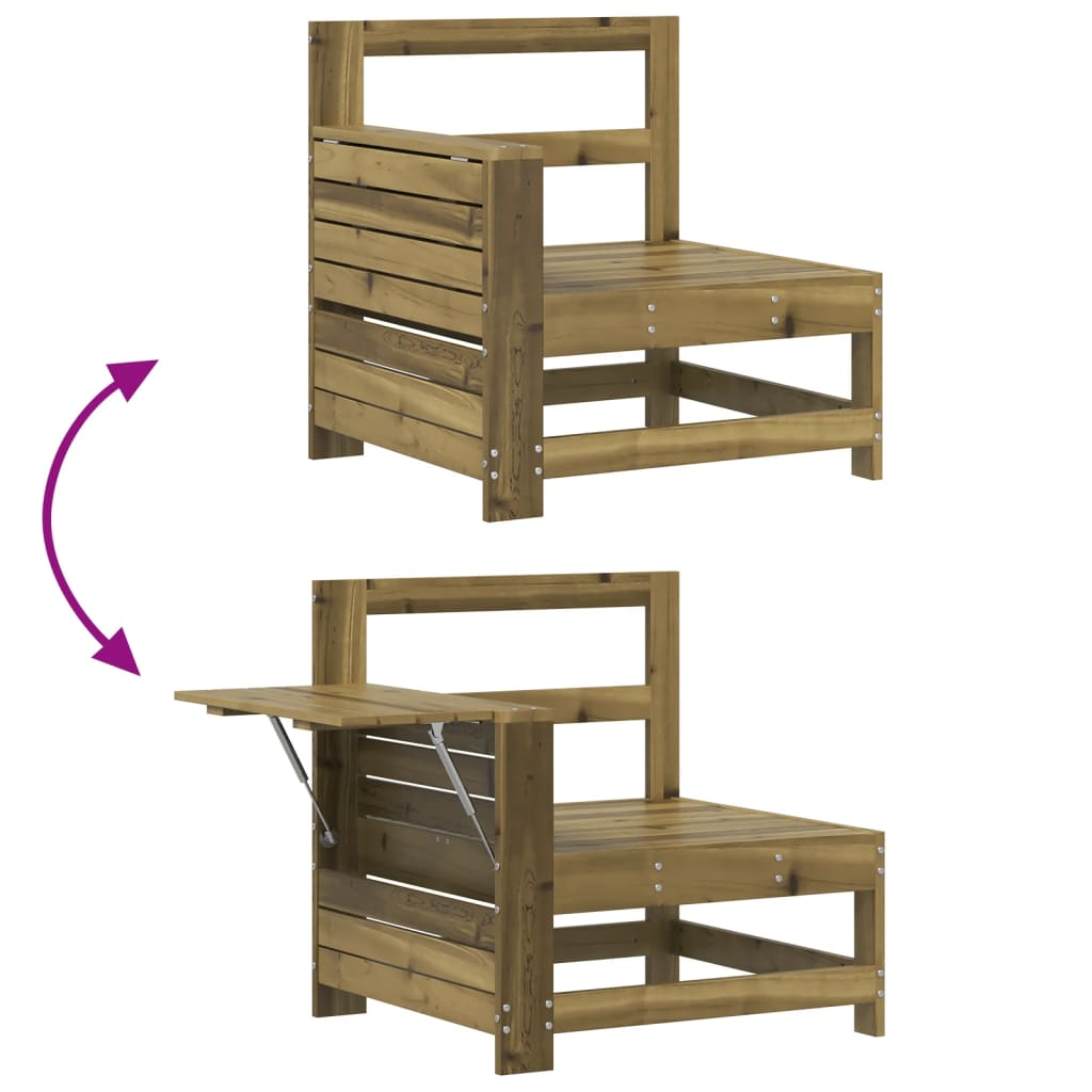 Juego de sofás de jardín 5 piezas madera de pino impregnada