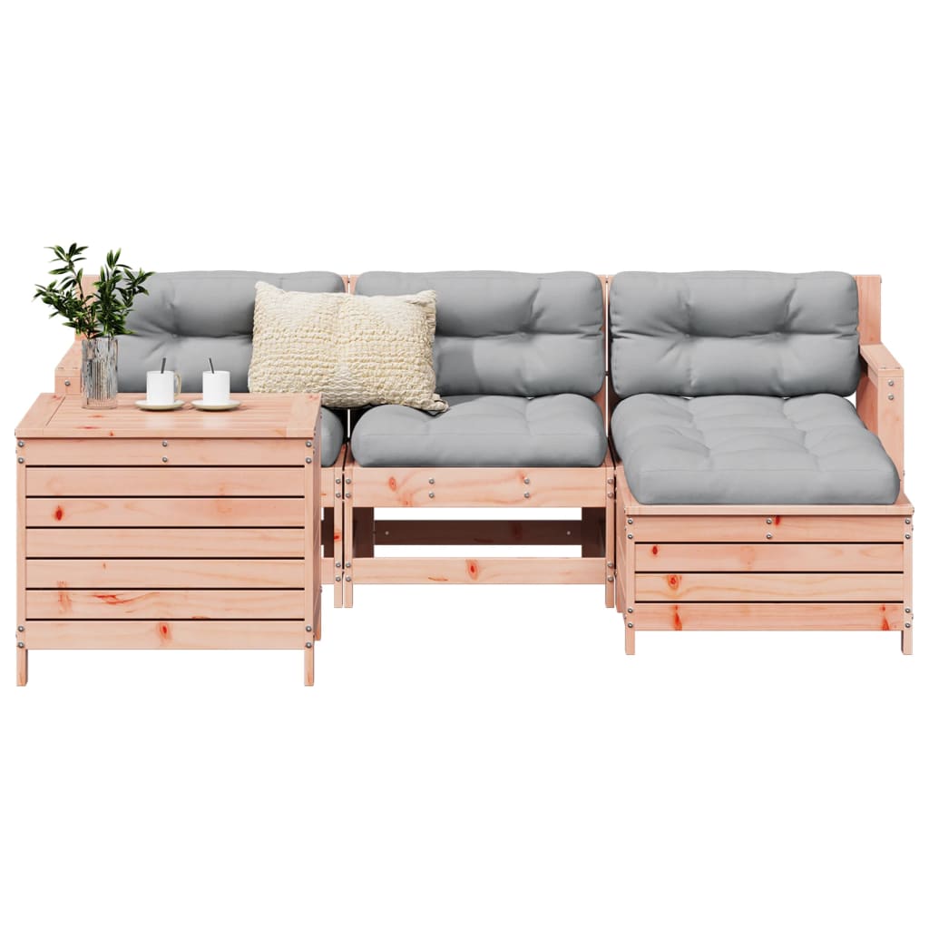 Conjunto de sofás de jardim 5 pçs madeira maciça de abeto Douglas