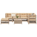 Muebles de jardín 8 pzas y cojines madera maciza pino