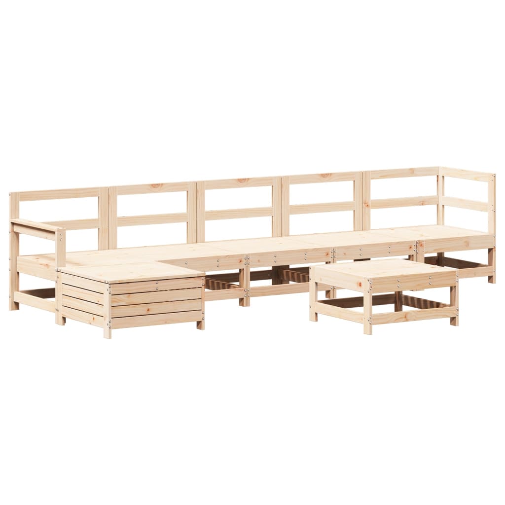 Juego de muebles de jardín 7 piezas madera maciza de pino